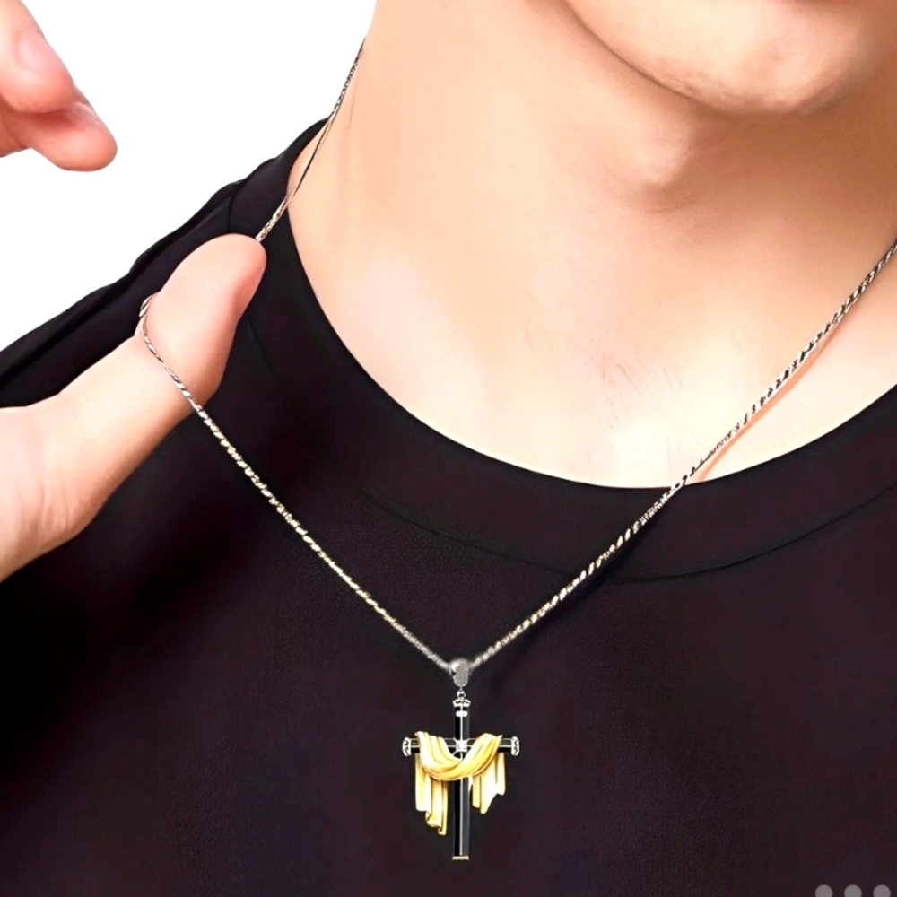 Men's golden cloth cross